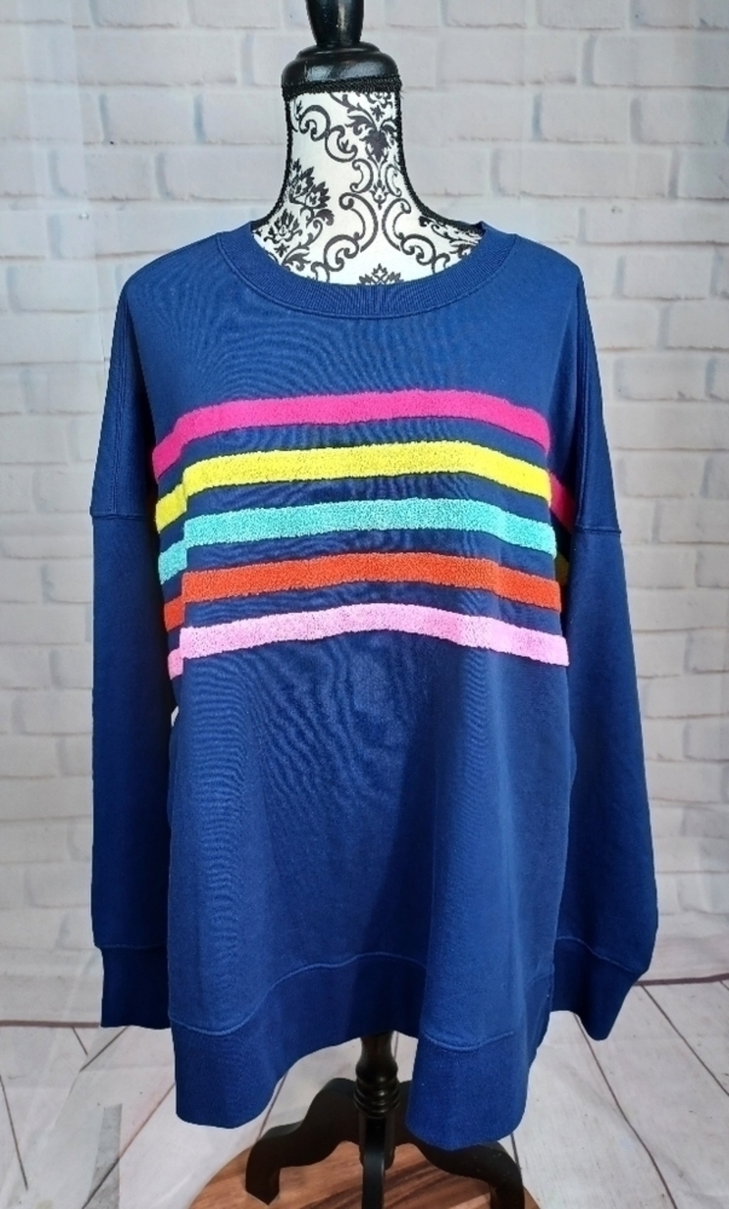 Cabana women's long sleeve striped popover swat shirt size xxl NWT oversize b17